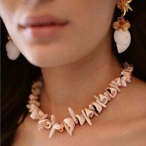 Brinker + Eliza Shell Necklace with Pink Opal. Brand new!